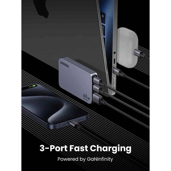 UGREEN Nexode Pro 65W 3-Port GaN Ultra-Slim Fast Charger 25356 UGREEN Nexode Pro 65W 3-Port GaN Ultra-Slim Fast Charger 25356